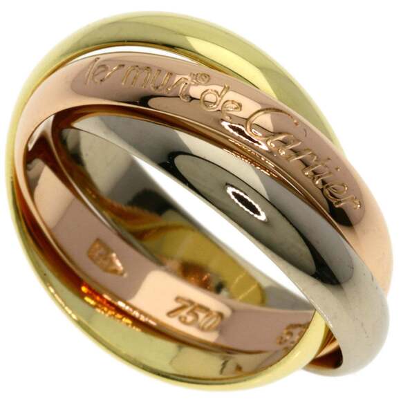 Authentic! Cartier 18k Yellow Gold Diamond Constellation  CARTIER Authentic 18k Gold Trinity Ring #51